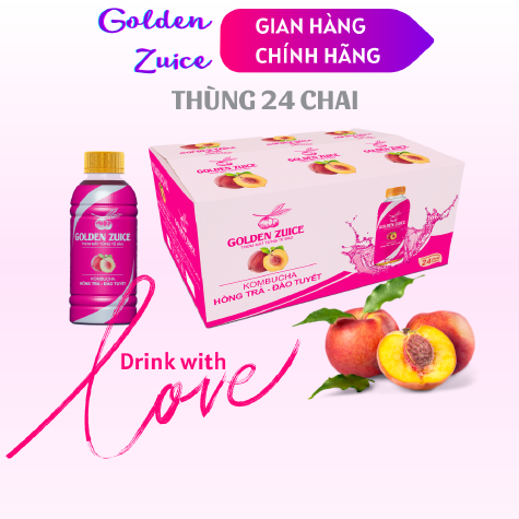 Kombucha Hồng trà – Đào tuyết thùng 24 chai