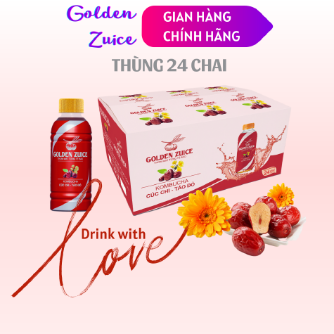 Kombucha Cúc chi – Táo đỏ thùng 24 chai