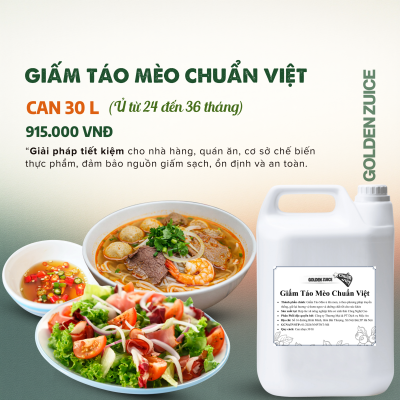 Can Giấm Táo Mèo Chuẩn Việt 30L ủ men từ  24 đến 36 tháng Golden Zuice