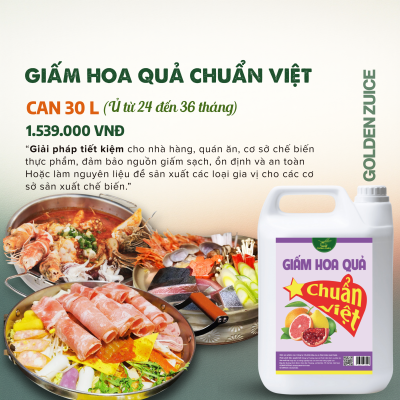 Can Giấm hoa quả Chuẩn Việt 30L ủ men từ  24 đến 36 tháng Golden Zuice