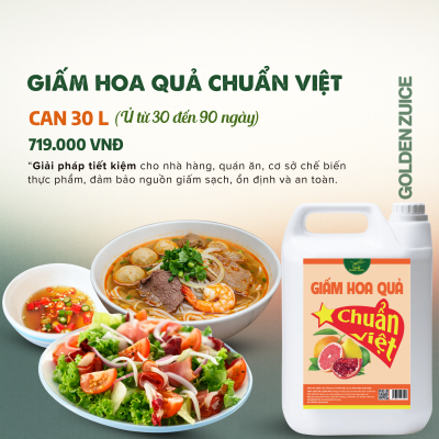 Can Giấm hoa quả Chuẩn Việt 30L ủ men từ 30 đến 90 ngày Golden Zuice