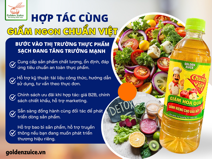 Hợp tác cùng Giấm Ngon Chuẩn Việt – Bước vào Thị trường Thực phẩm Sạch Đang Tăng Trưởng Mạnh