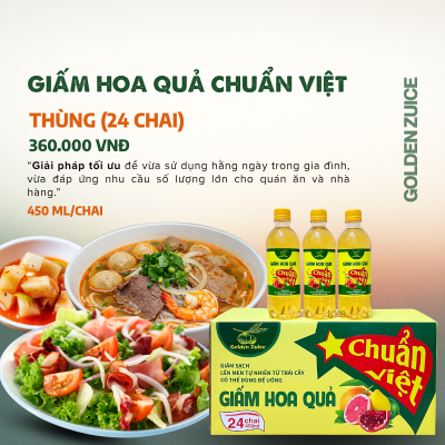 Thùng 24 chai – Giấm hoa quả Chuẩn Việt 450ML