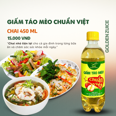 Giấm Táo Mèo Chuẩn Việt 450ML