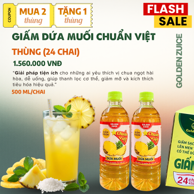 Thùng 24 chai Giấm Dứa Muối Chuẩn Việt
