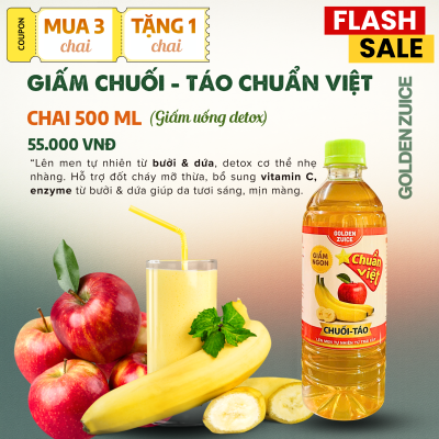 GIẤM CHUỐI TÁO CHUẨN VIỆT – CHAI 500ML