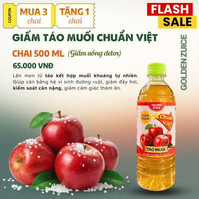 GIẤM TÁO MUỐI CHUẨN VIỆT – CHAI 500ML